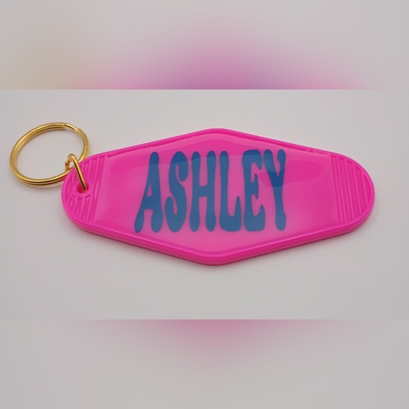Motel Custom Keychain Ashley Name Personalized Pink And Blue Keyring Keychain - Picture 1 of 2